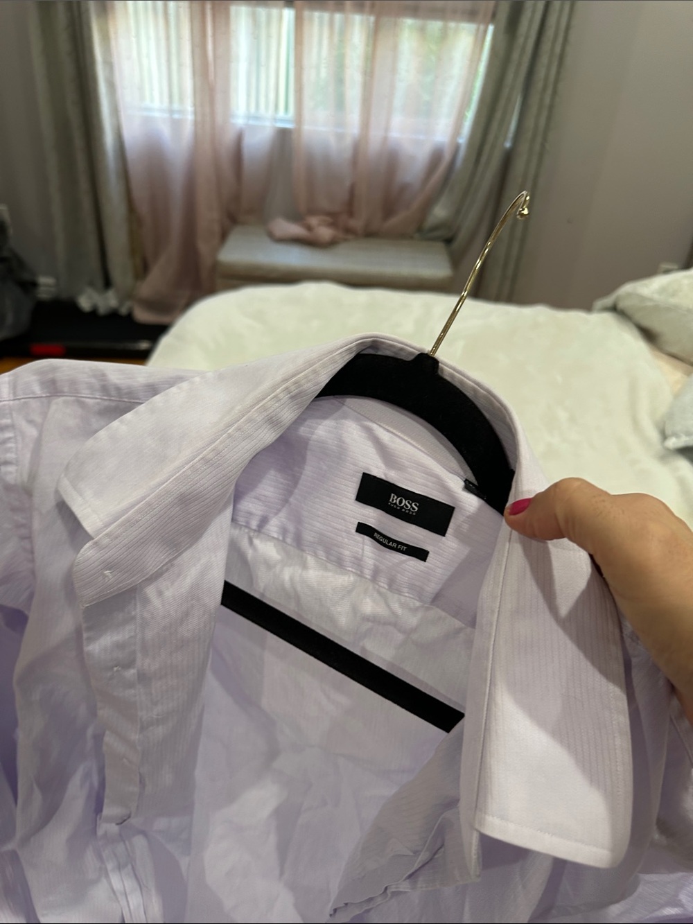 Hugo Boss Lavender Men's Dress Shirt - Light Purple - Picture 5 of 6